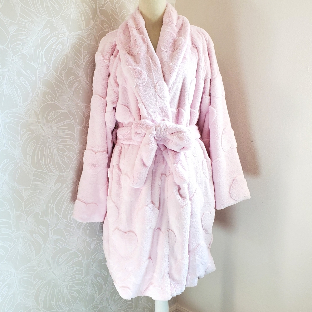 PINK Victoria's Secret Cozy Robe Hearts Print NEW Size XL/XXL - Picture 6 of 12